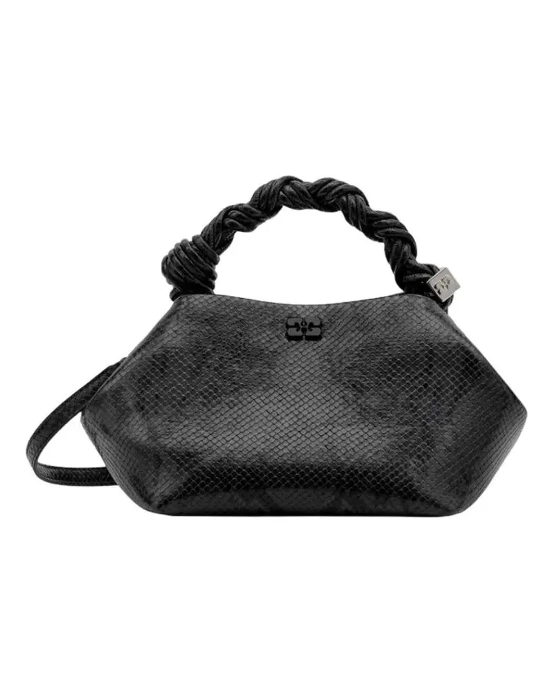 Ganni Crossbody Bags Structured Small Snake-Textured Bou Bag With Twist schwarz Schwarz
