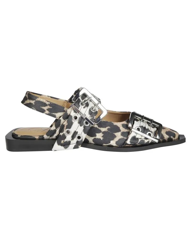 Ganni Buckle Satin Print Low-Cut Shoe braun Braun