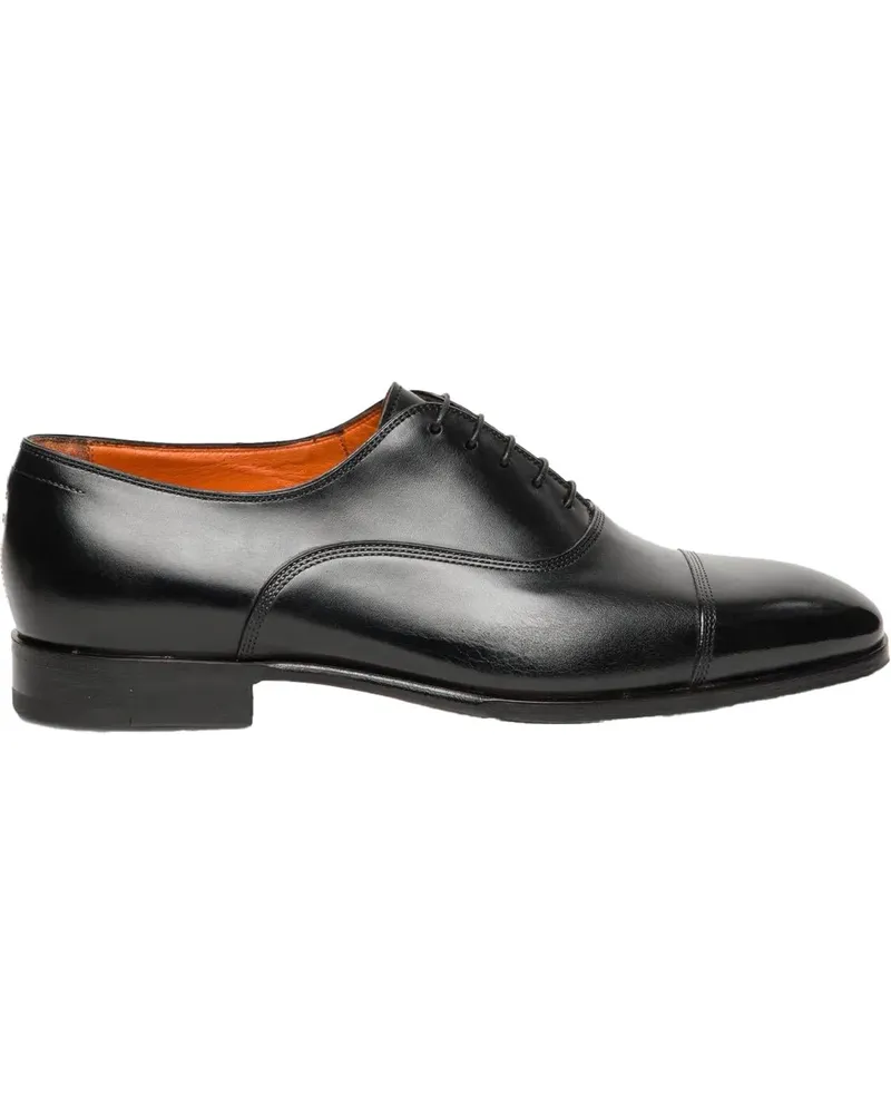 Santoni Low-Top Sneaker Schnürschuh Archie aus Leder schwarz Schwarz