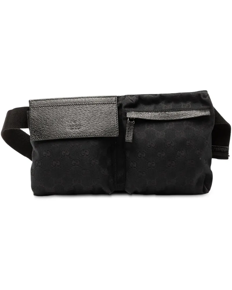 Gucci Bauchtaschen GG Canvas Double Pocket Belt Bag schwarz Schwarz