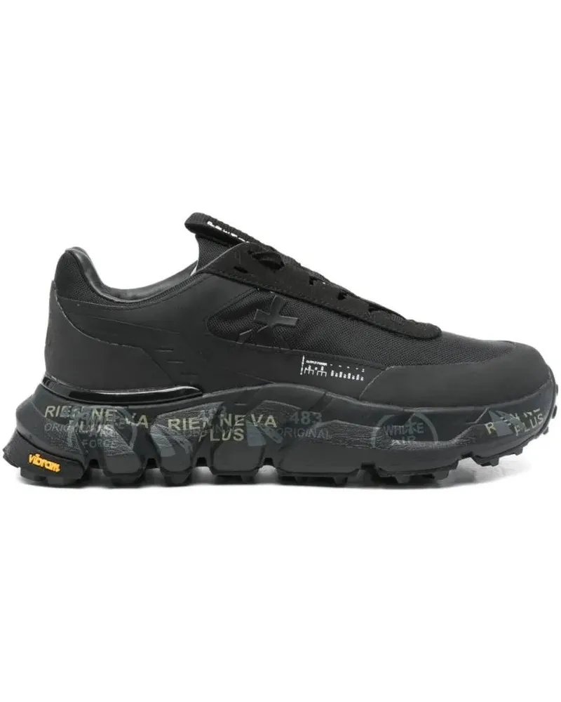 Premiata Low-Top Sneaker Low-Profile Black Sneakers With Textured Sole schwarz Schwarz