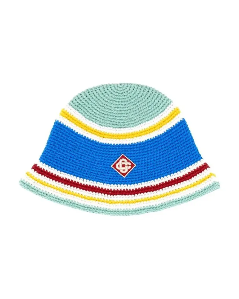 Casablanca Paris Caps & Mützen Crochet Beanie Hat With Wide Brim And Vibrant Pale blau Blau
