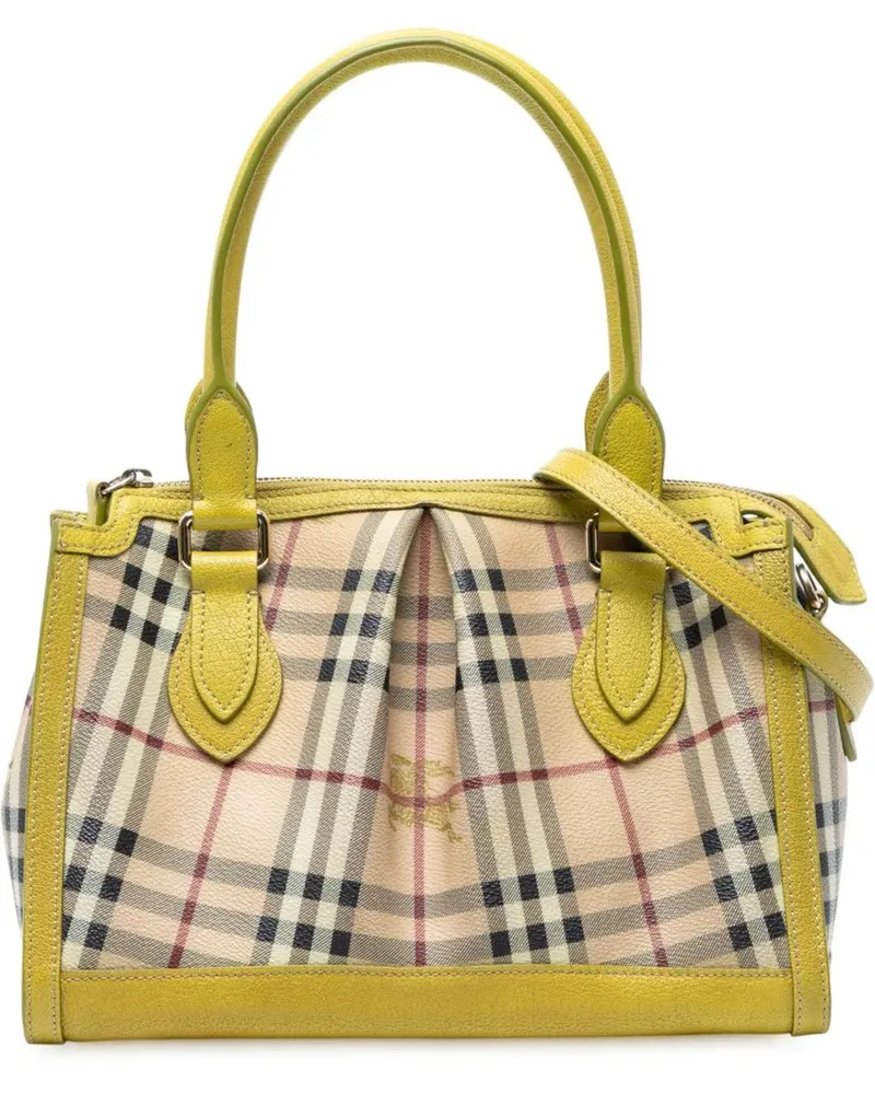 Burberry Hobo Bags Haymarket Check Coated Canvas Pilgrim  Satchel braun Braun