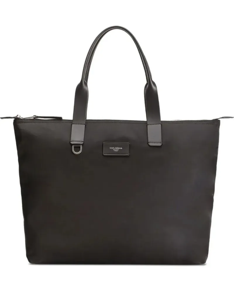 Dolce & Gabbana Shopper & Totes Rectangular Black Tote Bag With Zippered Closure schwarz Schwarz