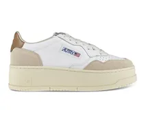 Low-Top Sneaker Low-Top Platform Sneakers With Smooth And Suede Le beige