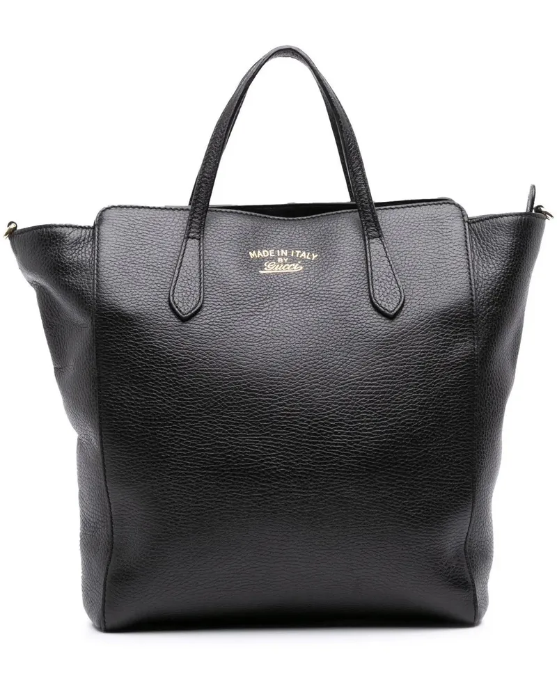 Gucci Hobo Bags Leather Swing Convertible Tote schwarz Schwarz