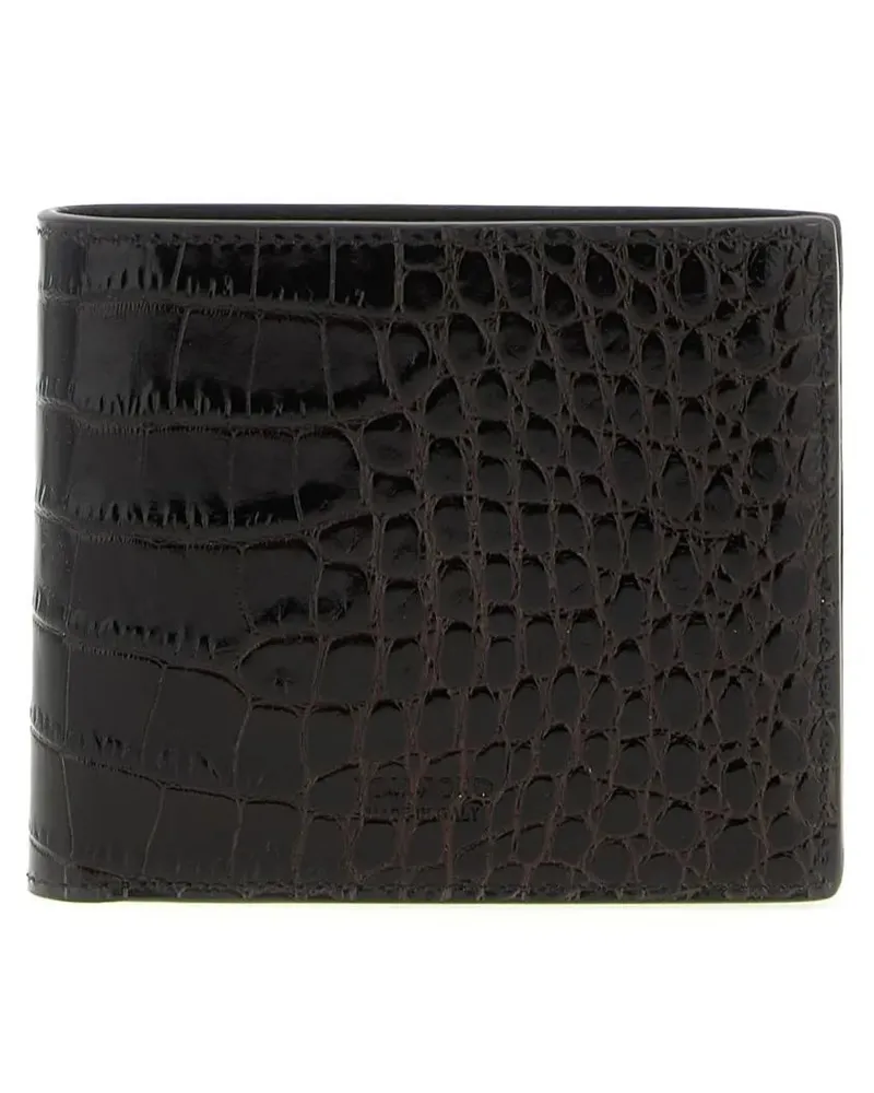 Tom Ford Portemonnaies Crocodile Leather Wallet schwarz Schwarz
