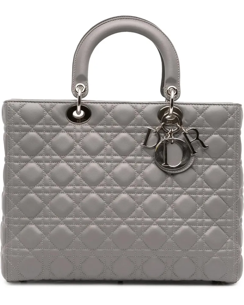 Dior Hobo Bags Large Lambskin Cannage Lady Dior grau Grau
