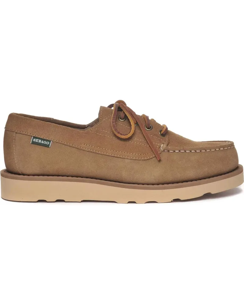 Sebago Beige Leather Moccasin-Style Low Shoes With Lace-U beige Beige