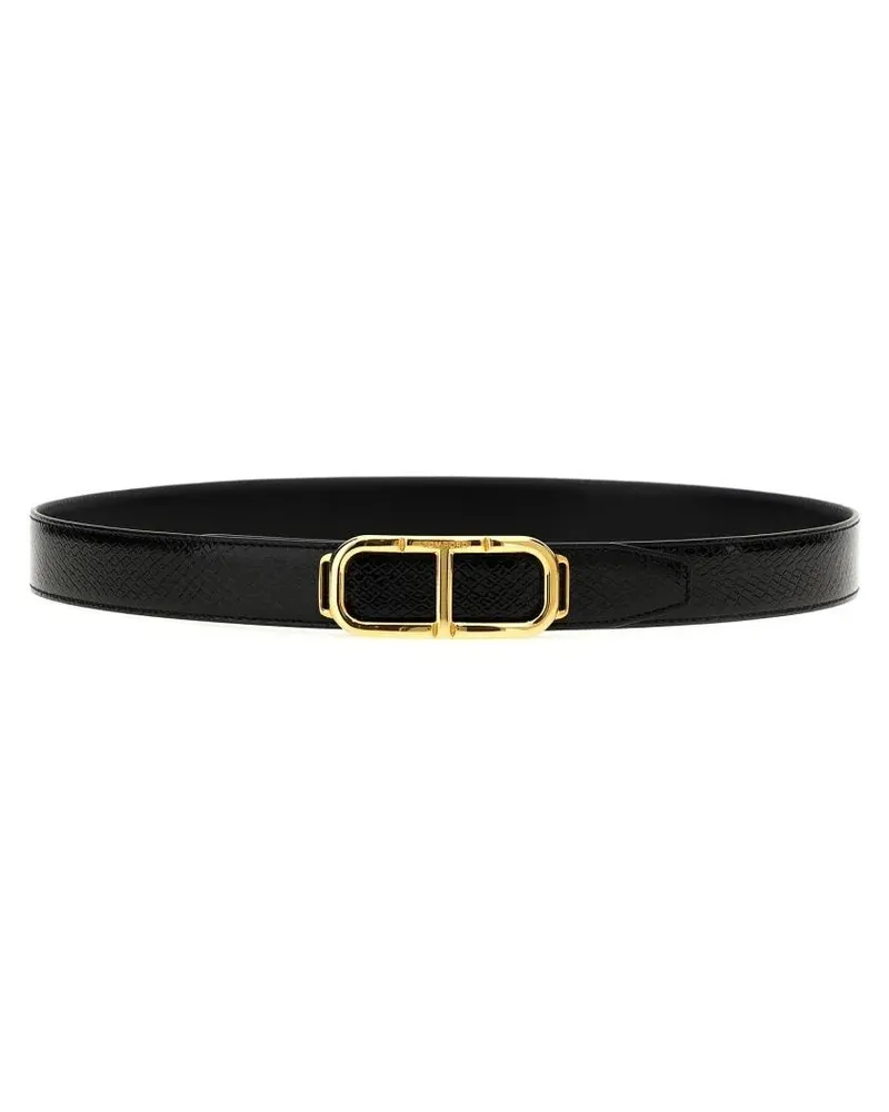 Tom Ford Gürtel Logo Reversible Belt schwarz Schwarz
