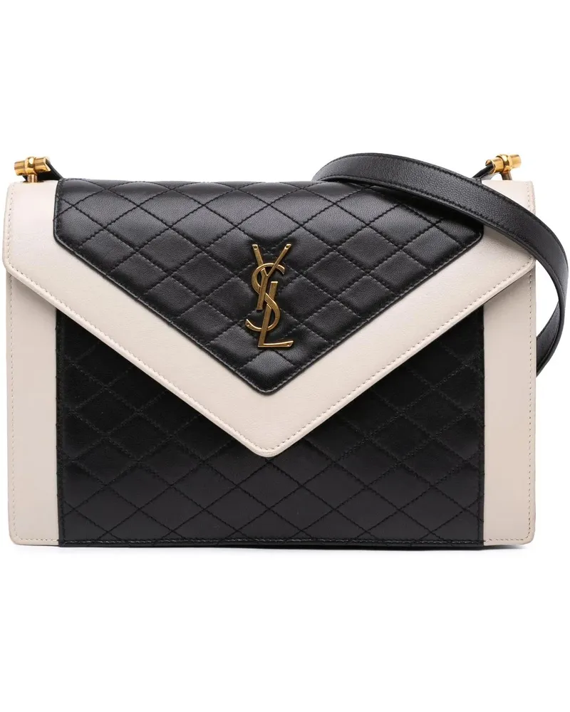 Saint Laurent Hobo Bags Bicolor Quilted Lambskin Gaby Crossbody schwarz Schwarz