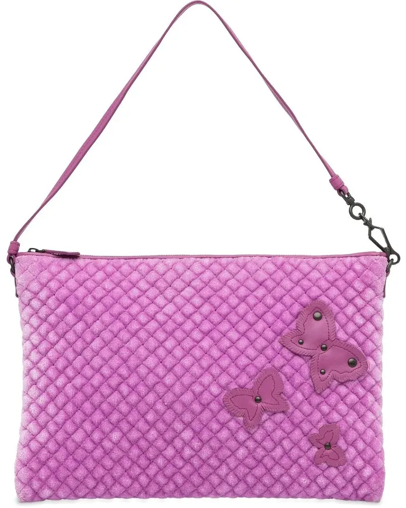 Bottega Veneta Hobo Bags Intrecciato Butterfly Pochette Velvet Shoulder Bag orange Orange