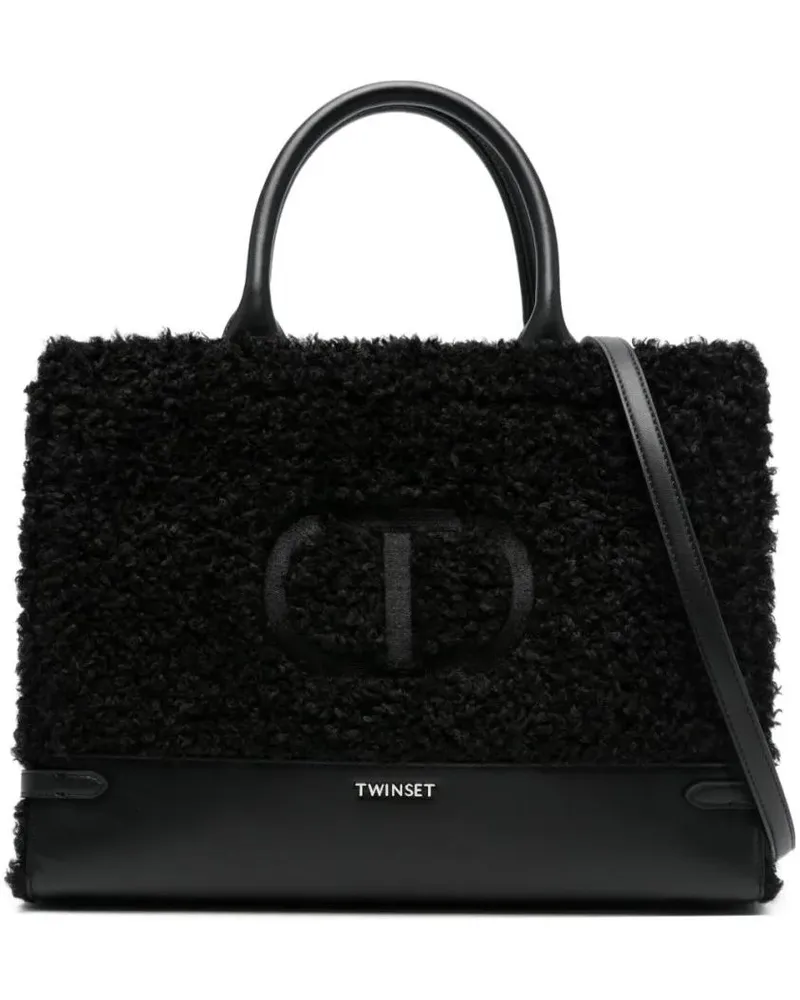 Twin-Set Shopper & Totes Textured Black Handbag schwarz Schwarz