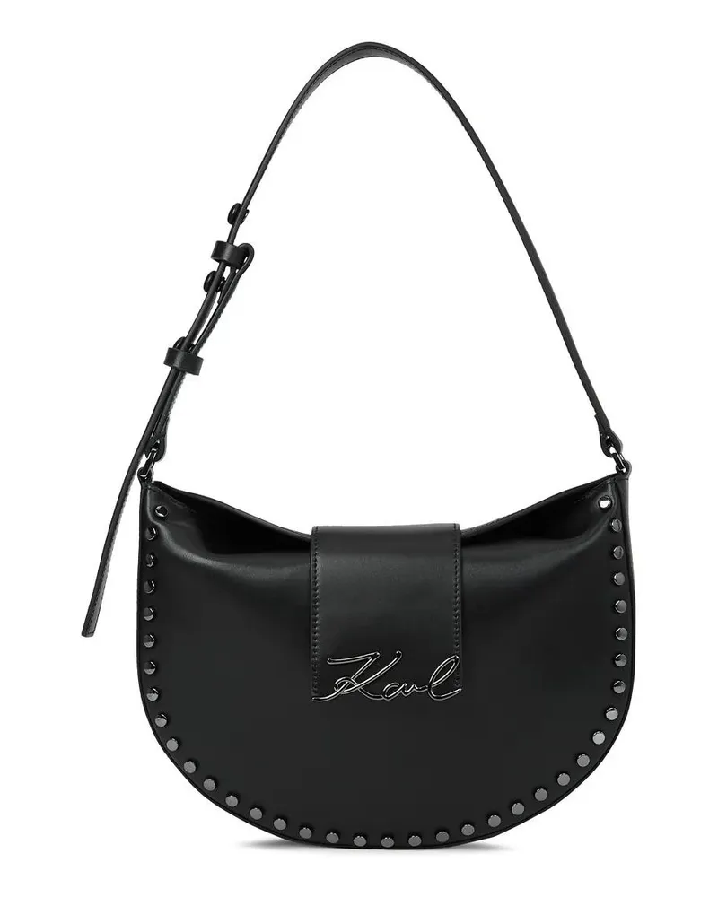 Karl Lagerfeld Hobo Bags K/Signature Mond-Tasche mit Nieten schwarz Schwarz