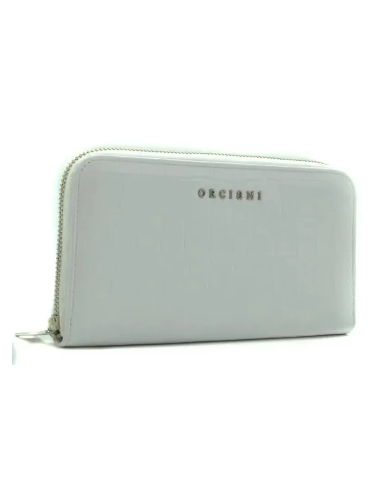 Orciani Portemonnaie Embossed Crocodile Pattern Wallet With Zip-Around weiß Weiß
