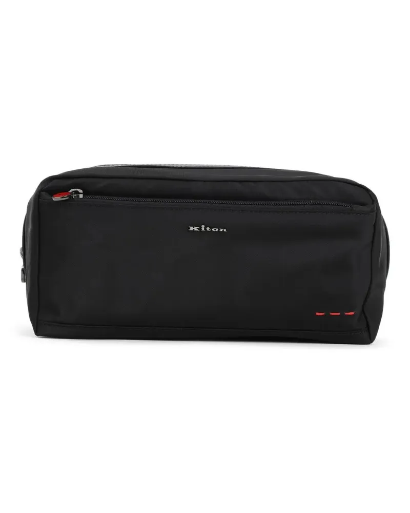 Kiton Crossbody Bags Compact Black Bag With Subtle Logo schwarz Schwarz