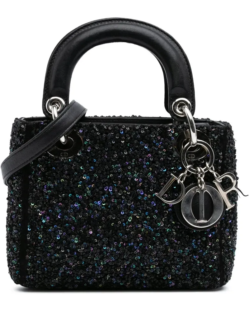 Dior Hobo Bags 2014 Mini Satin Sequin Embellished Lady Dior schwarz Schwarz