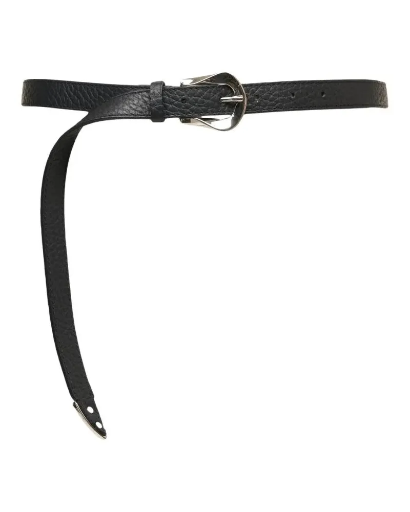 Orciani Gürtel Hammered Leather Belt With Classic Buckle rot Rot