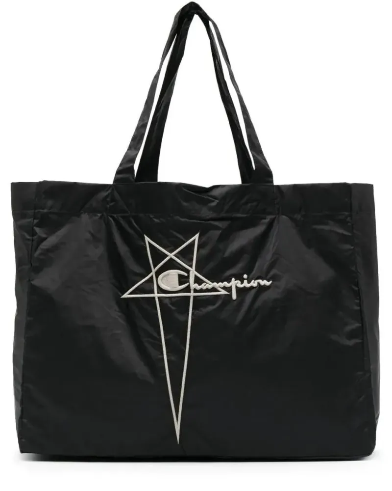 Rick Owens Shopper & Totes Black Nylon Tote Bag With Iconic Logo schwarz Schwarz