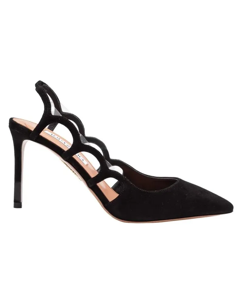 Aquazzura Hohe Schuhe Suede Black Decollete' Bootie Pump 85 schwarz Schwarz