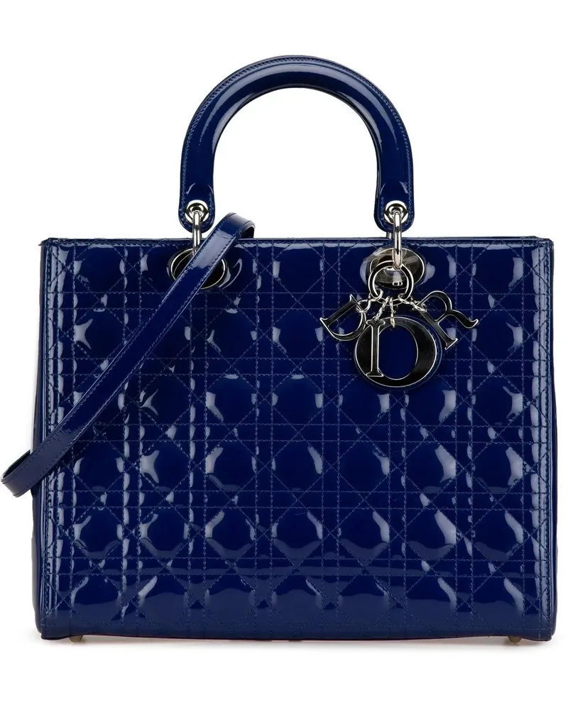 Dior Hobo Bags 2013 Large Patent Cannage Lady Dior blau Blau