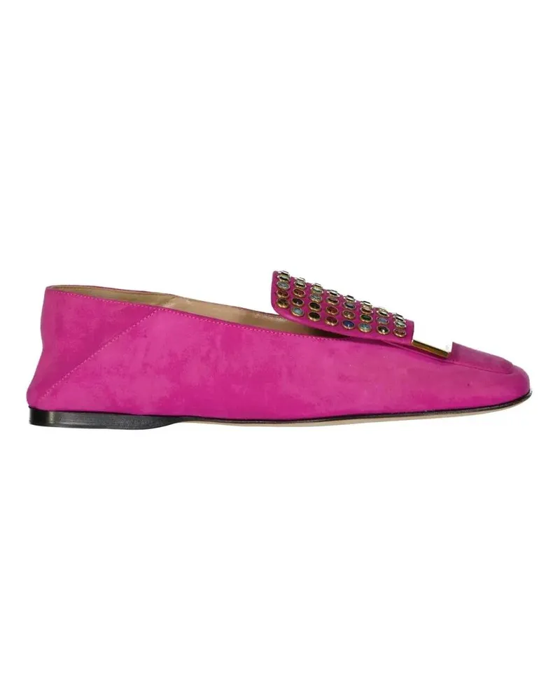 Sergio Rossi PinkLeather Loafers With Crystal Detail pink Rosa