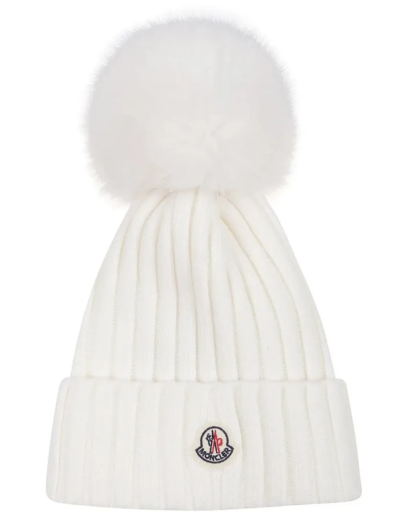 Moncler Caps & Mützen Tricot Beanie White weiß Weiß