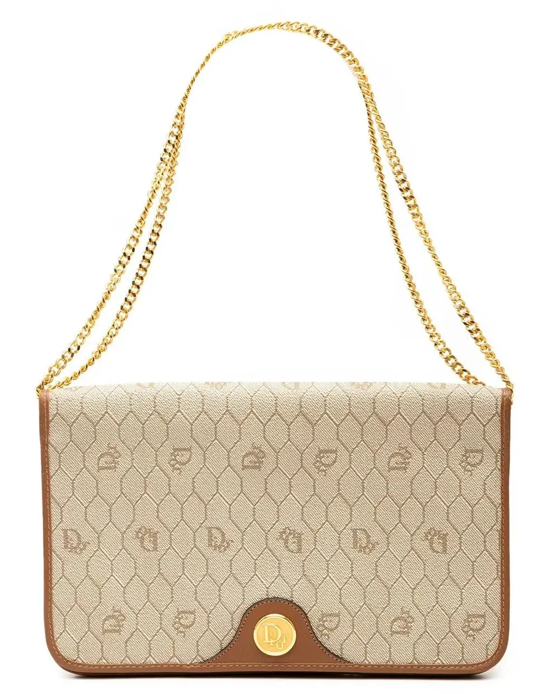 Dior Hobo Bags Honeycomb Coated Canvas Chain Shoulder Bag braun Braun