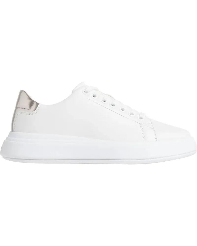 Calvin Klein Low-Top Sneaker White Leather Shoes With Metallic Accents weiß Weiß