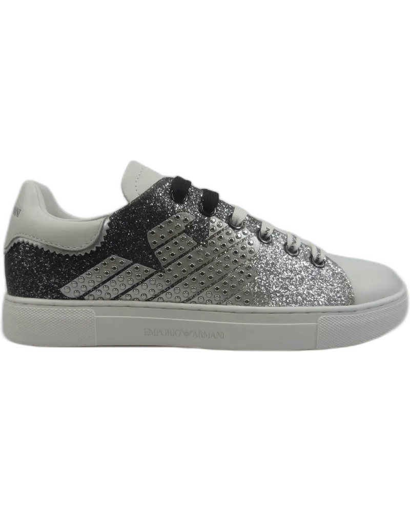 Emporio Armani Low-Top Sneaker Sneakers effetto glitterato weiß Weiß