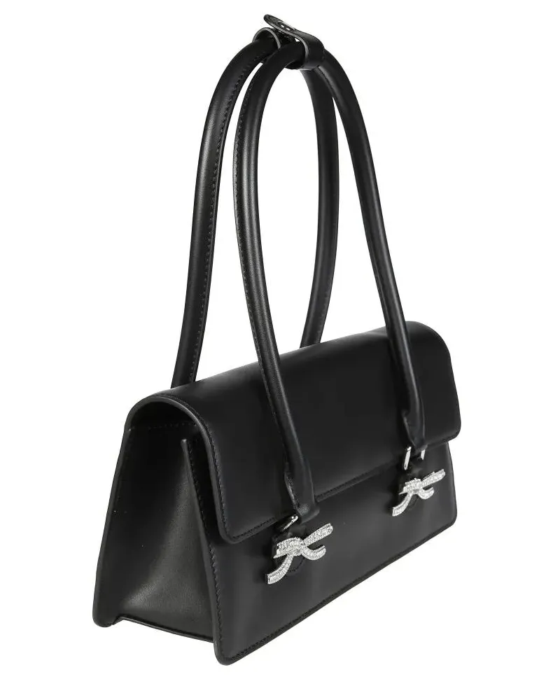Self-Portrait Shopper & Totes Rectangular Handbag With Silver Bow Embellishments schwarz Schwarz