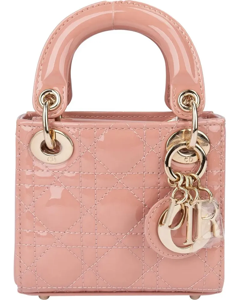 Dior Crossbody Bags  Quilted Patent Leather Micro Lady D rosa Gold