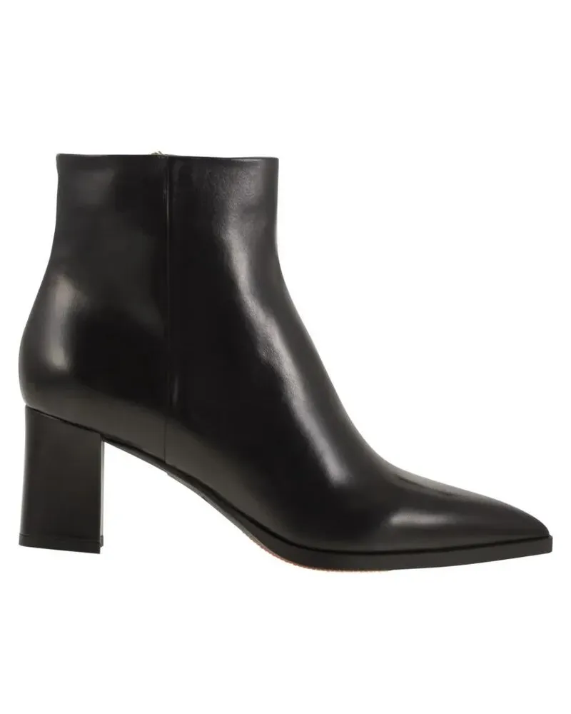 Santoni Stiefel Medium Heel Leather Ankle Boot schwarz Schwarz