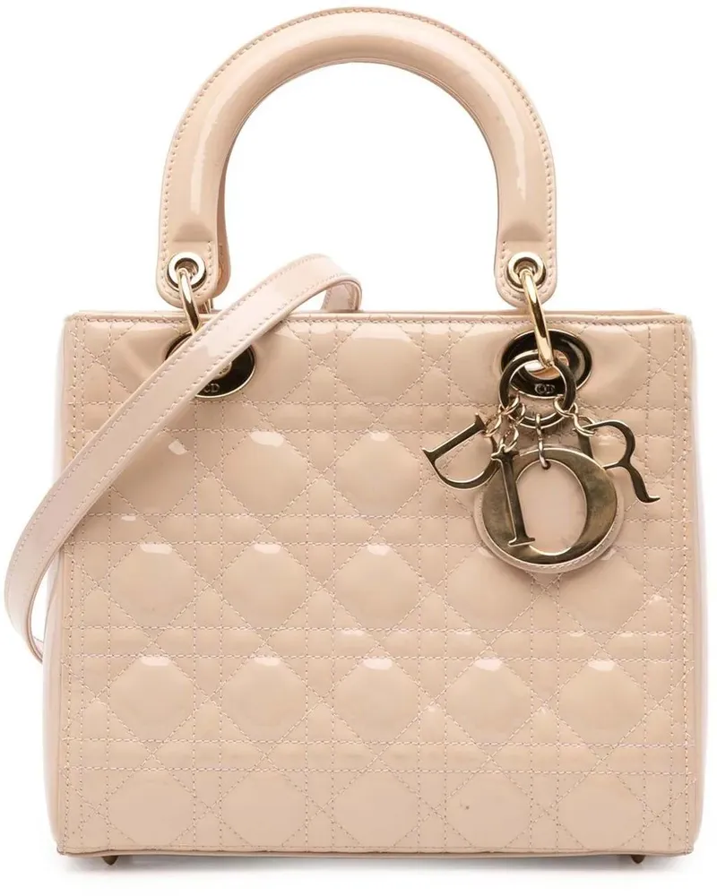 Dior Hobo Bags Medium Patent Cannage Lady Dior braun Braun
