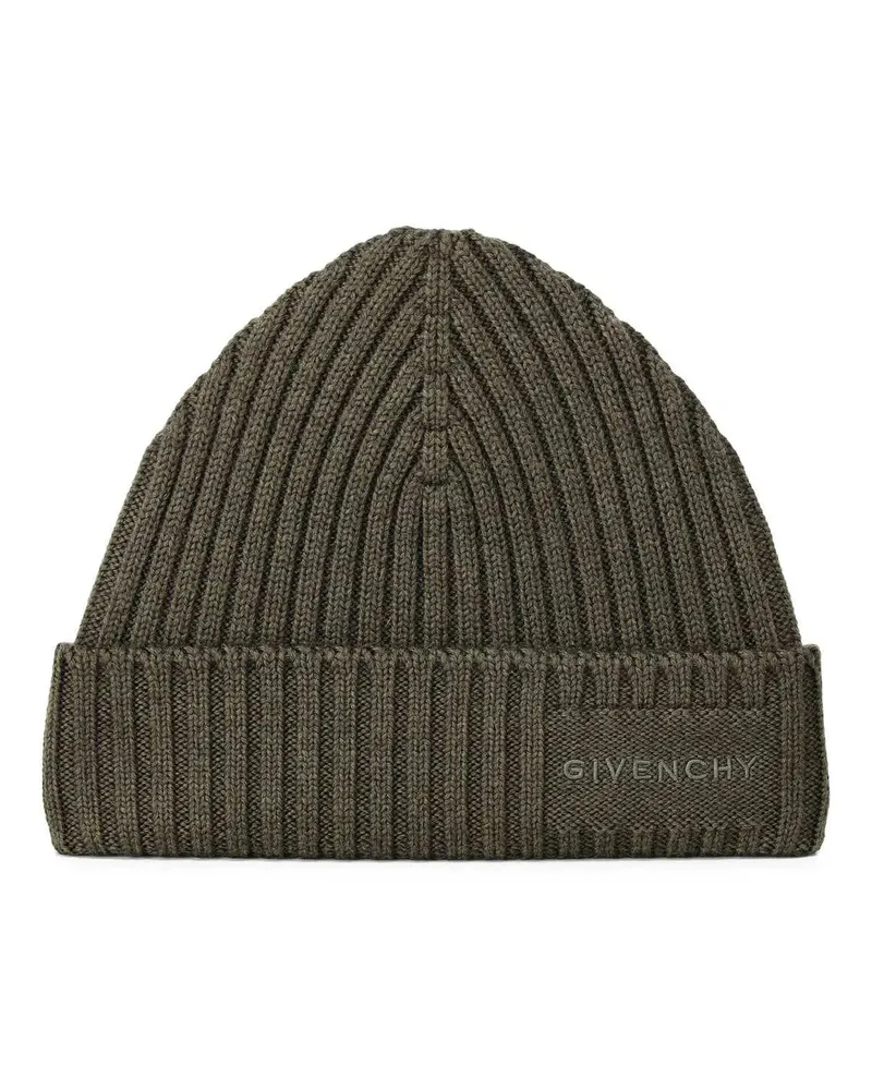 Givenchy Caps & Mützen Beanie mit Logo-Stickerei grün Grün