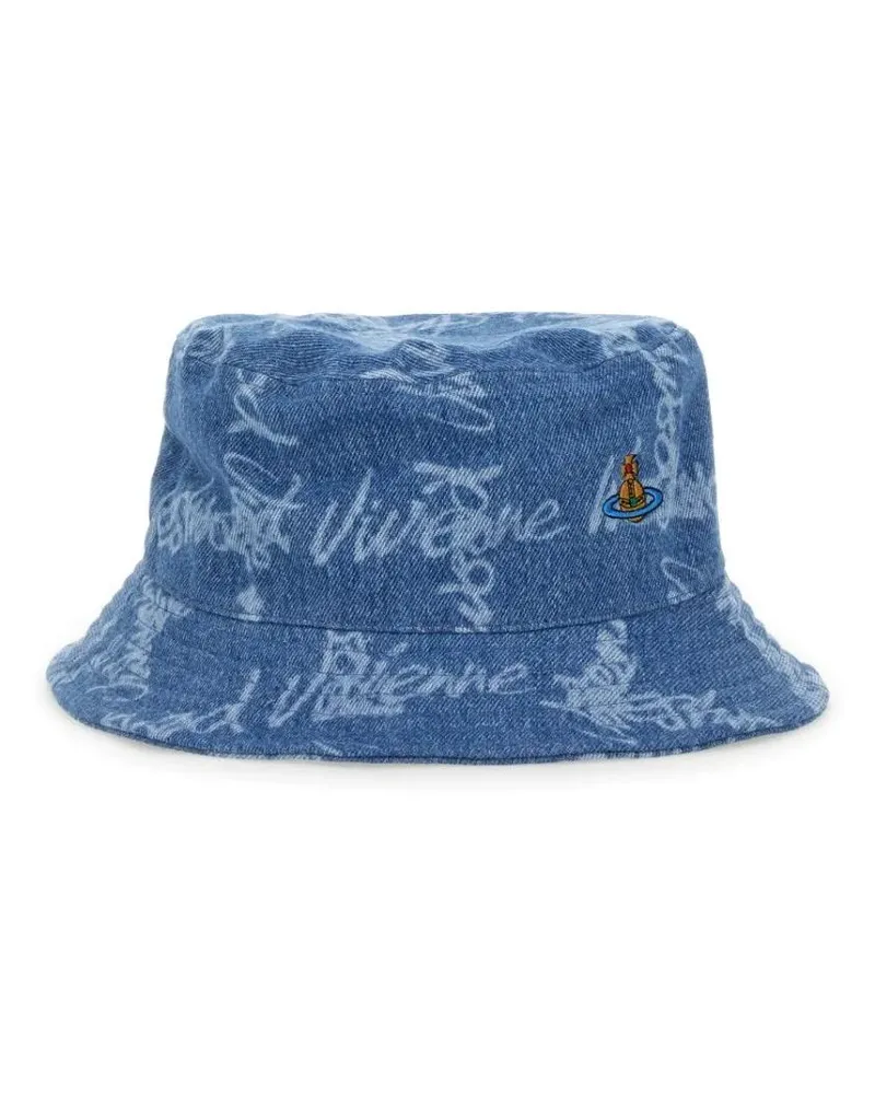 Vivienne Westwood Caps & Mützen Logo-Embellished Cotton Bucket Hat blau Blau