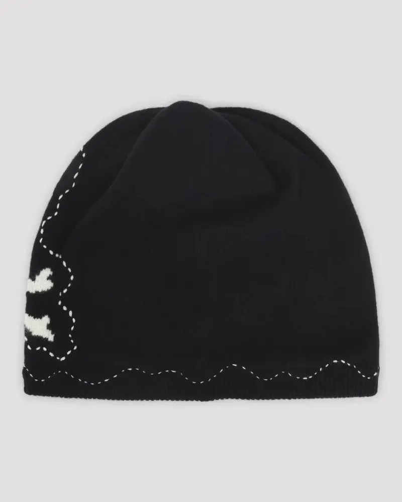 Mastermind Japan Caps & Mützen Hand Stitched Wool Beanie With Contrasting Skull D schwarz Schwarz