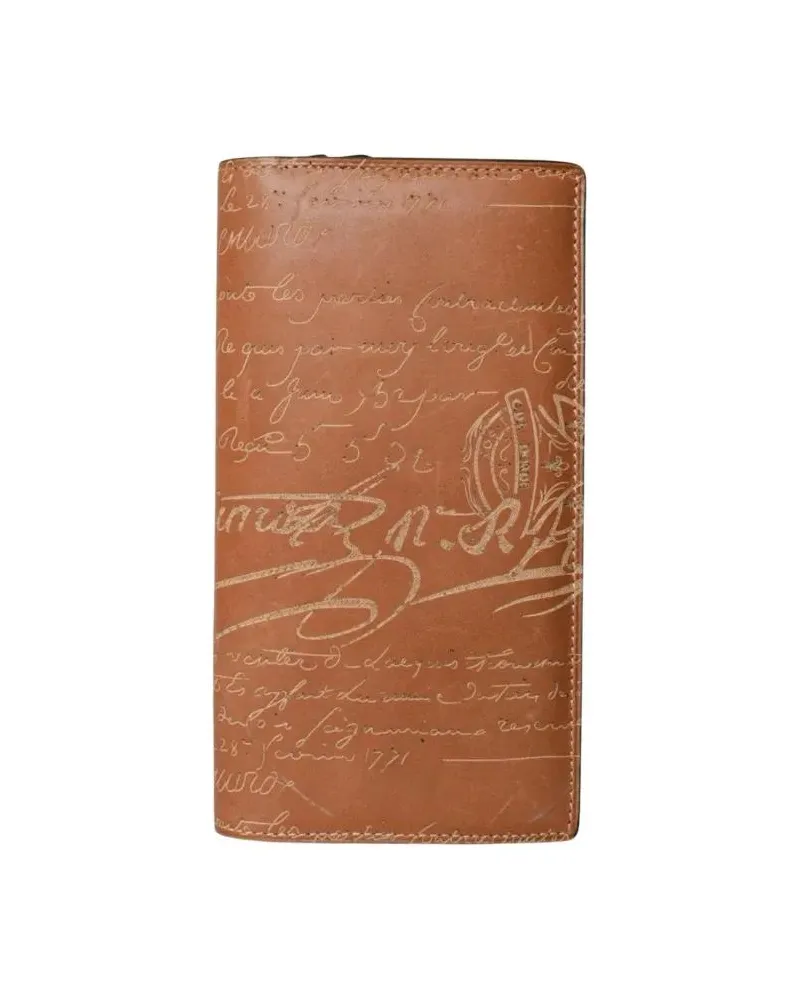 Berluti Portemonnaie  Leather Long Wallet Scritto Itauba Camel braun Braun