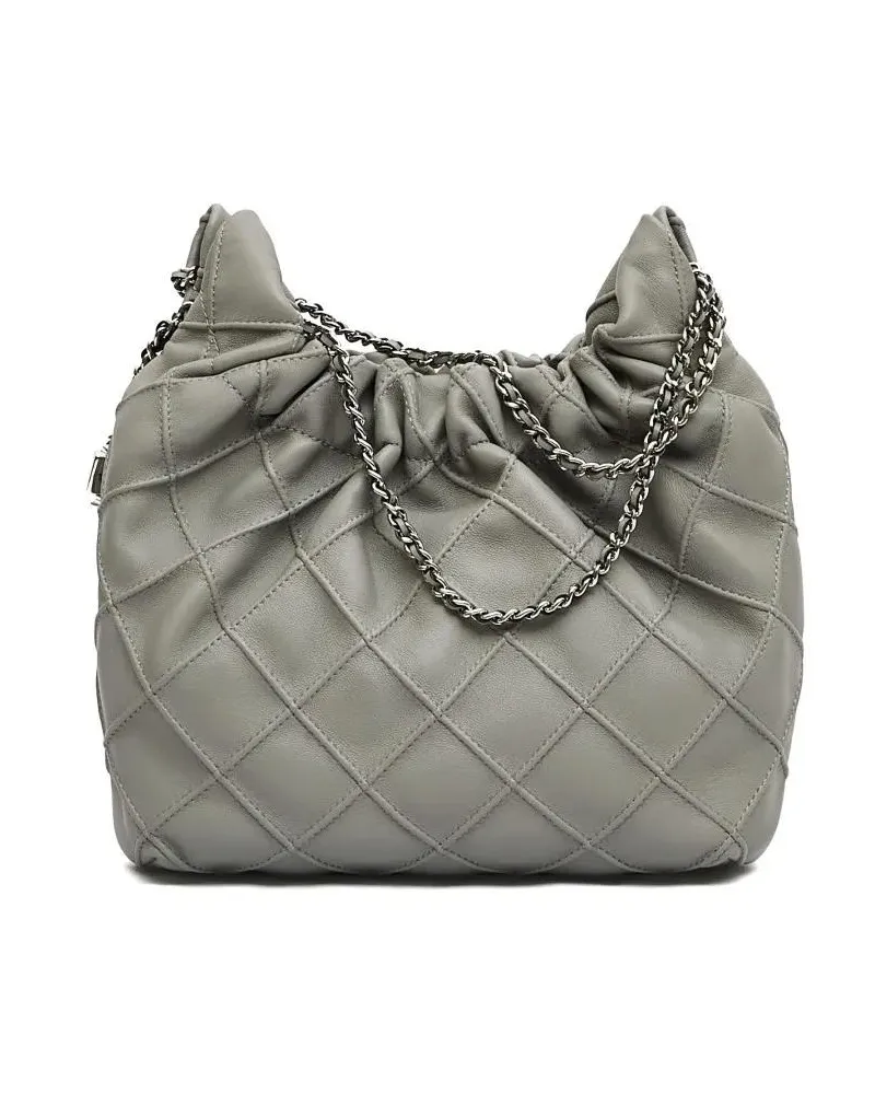 Tory Burch Crossbody Bags Mini Hobo Grey Leather Bag grau Grau