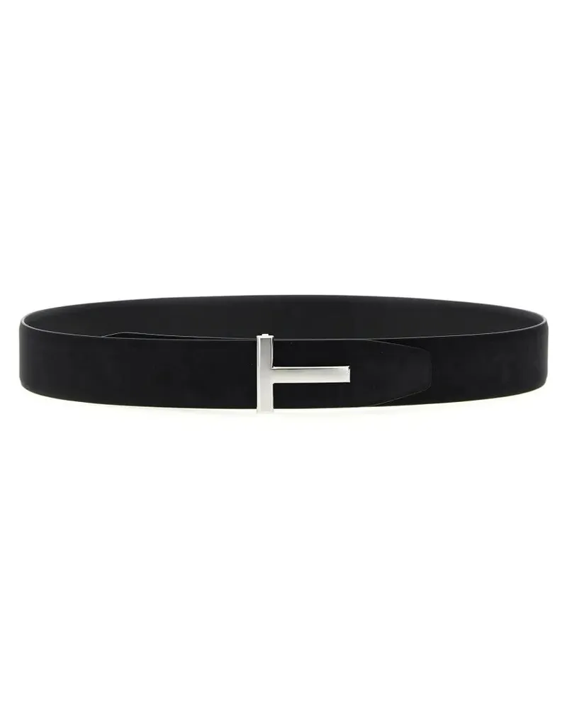 Tom Ford Gürtel 'T' Reversible Belt schwarz Schwarz