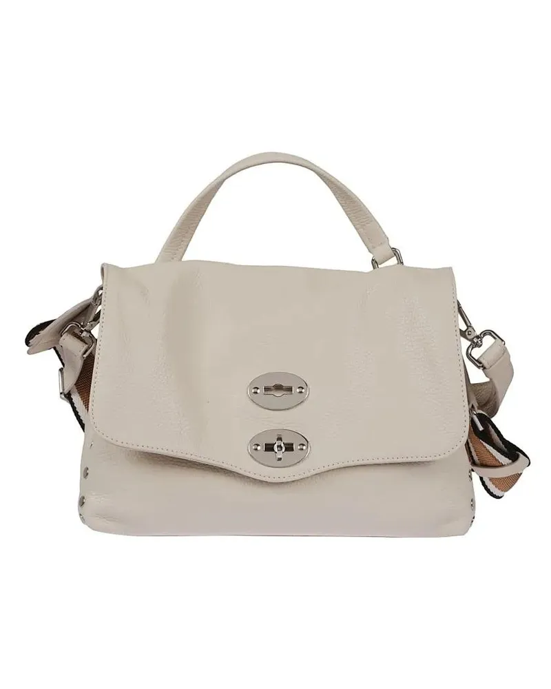Zanellato Hobo Bags Structured Leather Shoulder Bag With Metallic Hard beige Beige