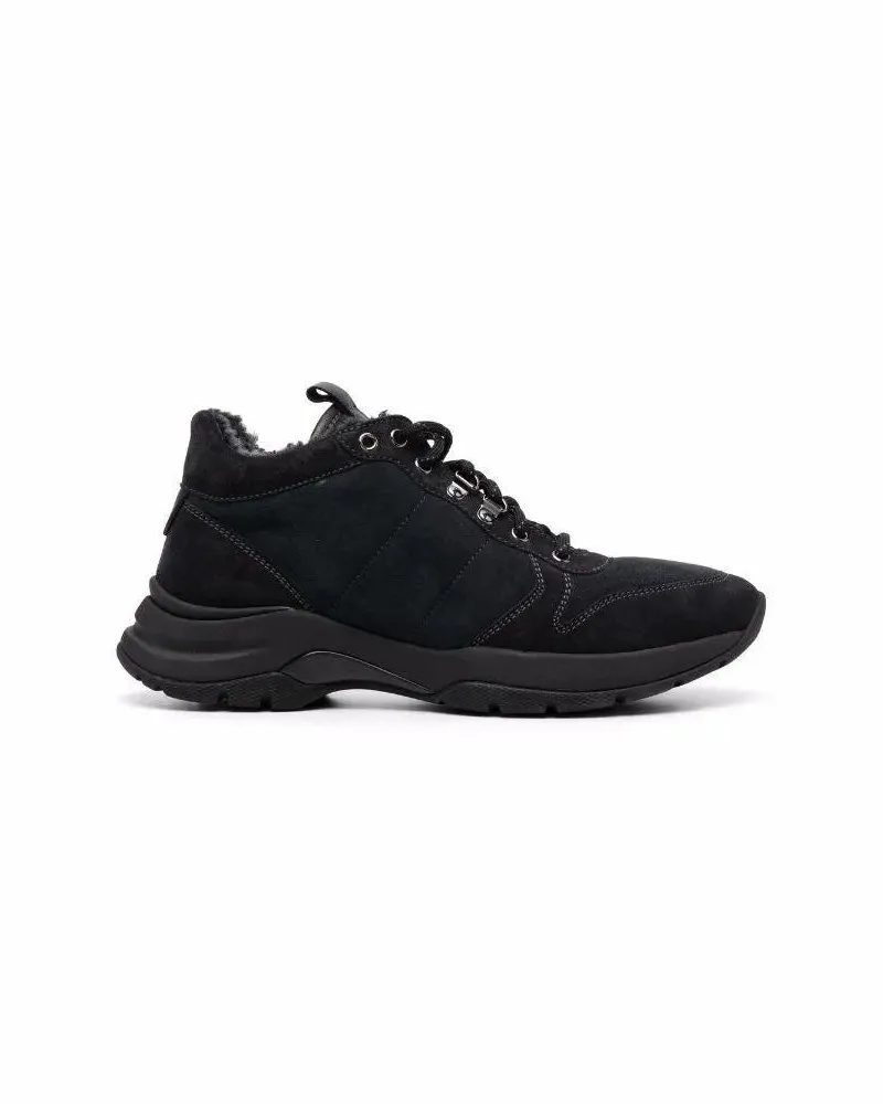 Baldinini Stiefel Grey Leather Ankle Boots With Lace-Up Front And Pa schwarz Schwarz