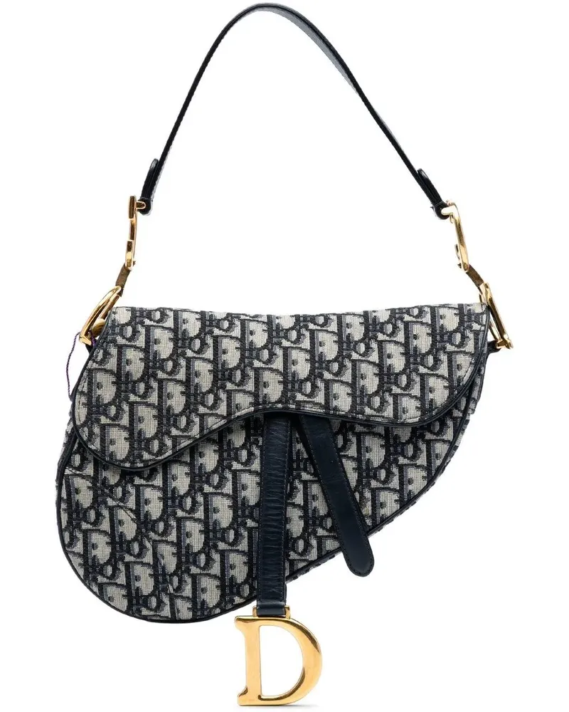 Dior Hobo Bags Oblique Canvas Saddle Bag blau Blau