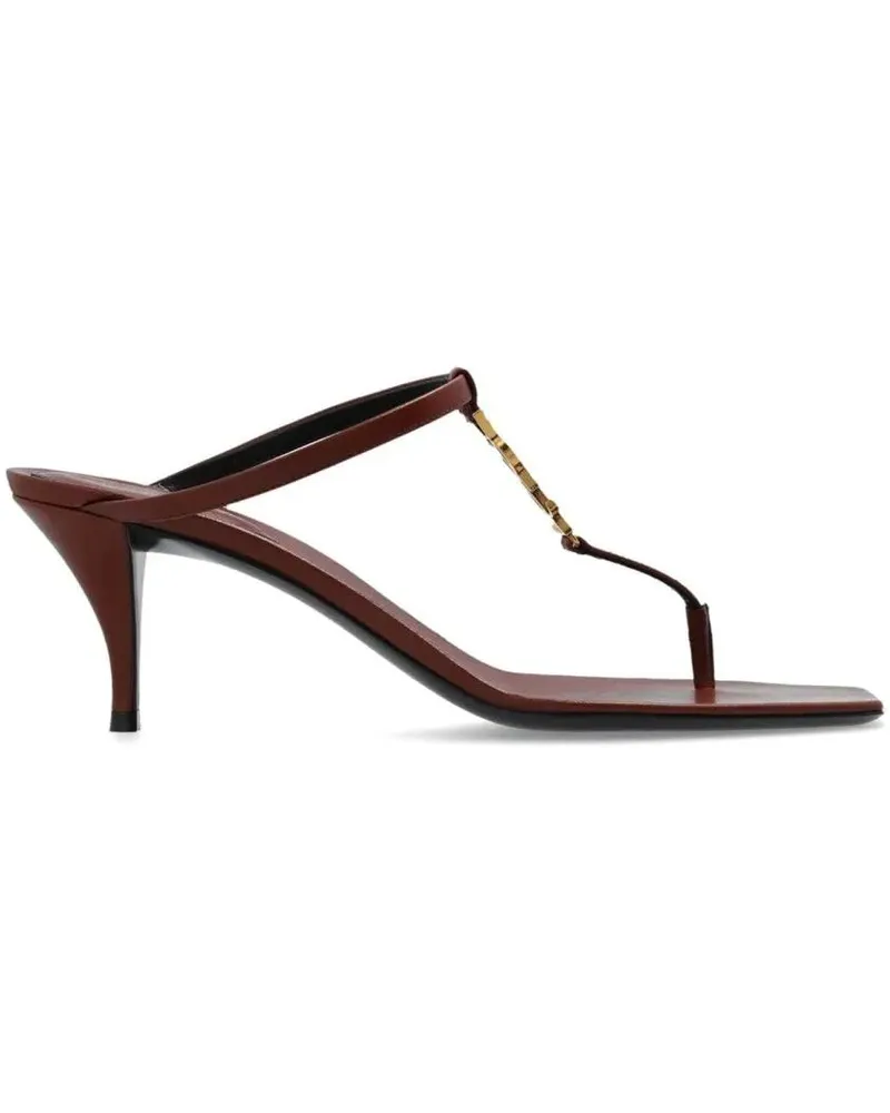 Saint Laurent Sandalen Brown Sandals With Gold Chain Detail schwarz Schwarz