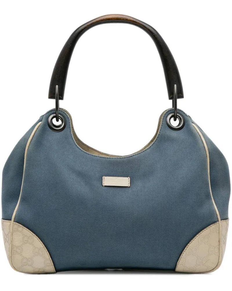 Gucci Hobo Bags 2016-2025 Canvas and ssima Bamboo Shoulder Ba blau Blau