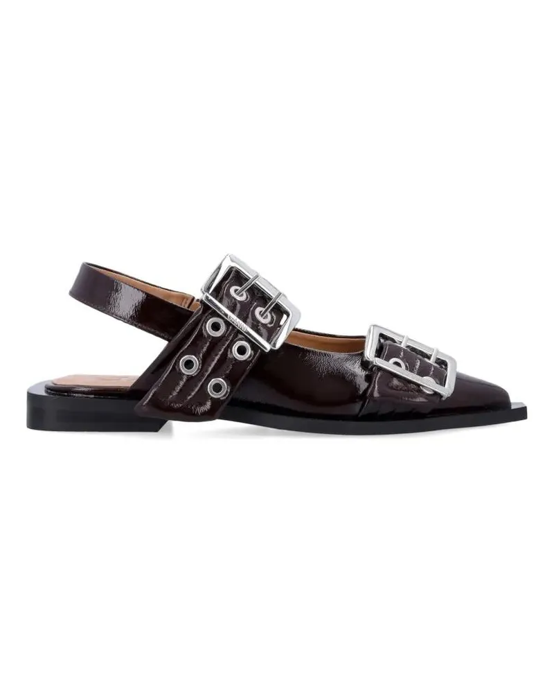 Ganni Feminine Buckle Ballerinas schwarz Schwarz