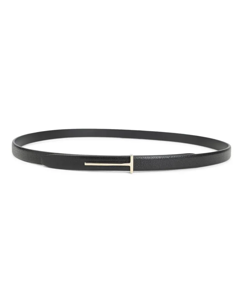 Tom Ford Gürtel Calf Leather Belt With Metallic T-Buckle schwarz Schwarz