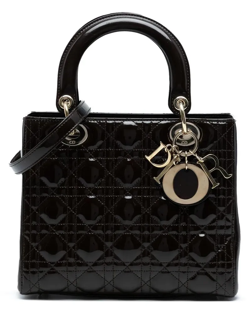 Dior Hobo Bags Medium Patent Cannage Lady Dior braun Braun