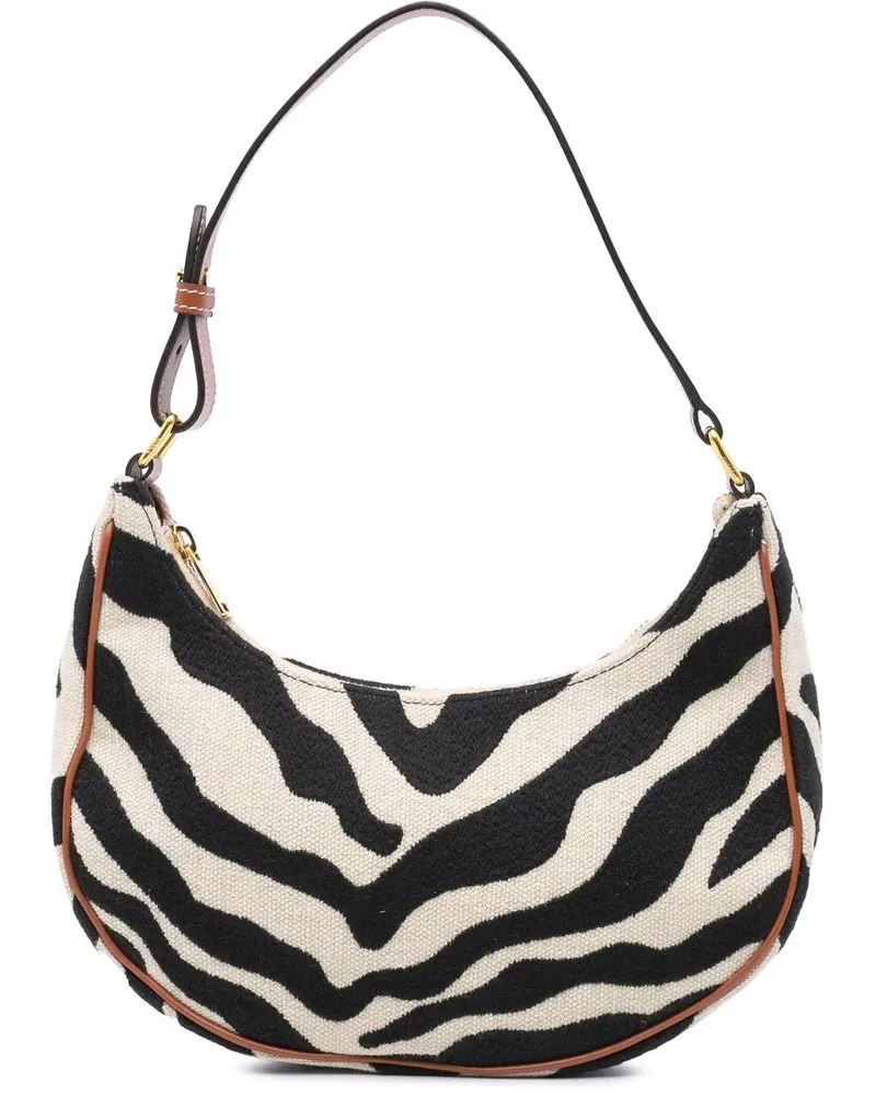 Celine Hobo Bags 2021 Zebra Print Canvas Ava Shoulder Bag braun Braun