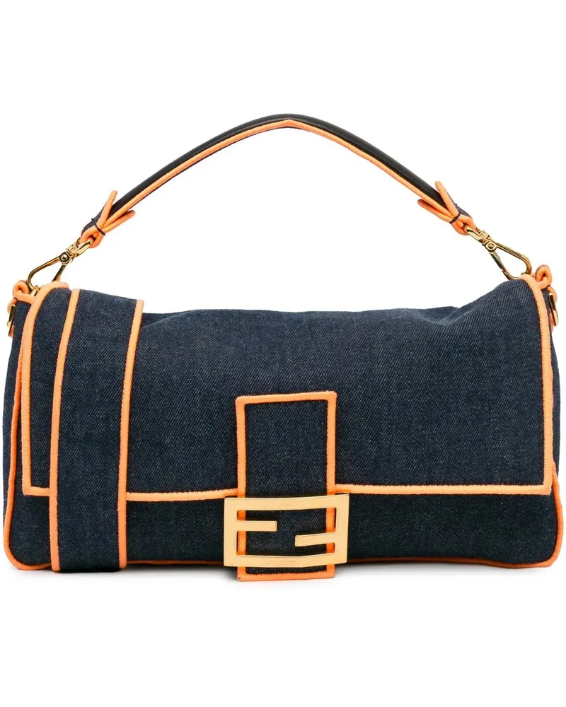 Fendi Hobo Bags 2012-2023 Large Denim Baguette Satchel blau Blau
